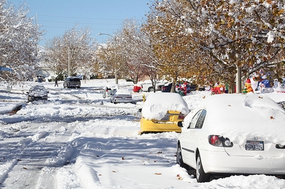 Snow is seen blanketing Palmdale, Calif., Dec. 17, 2008. (Photo ...