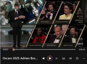 Oscars 2025: Adrien Brody accepts award for best actor in The Brutalist